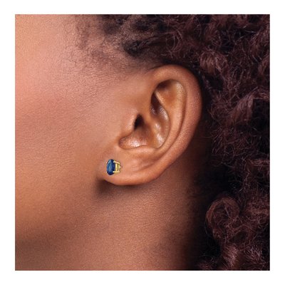 14K Yellow Gold Sapphire Oval Stud Earrings – view 3