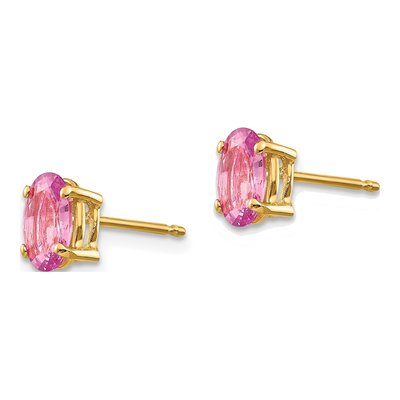 14K Yellow Gold Oval Pink Sapphire Stud Earrings – view 3