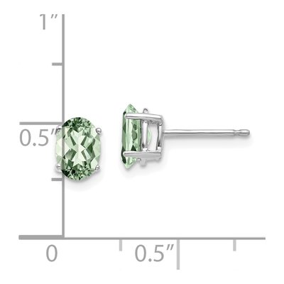14K White Gold Green Quartz Oval Stud Earrings – view 4