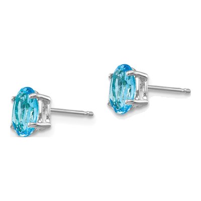 14K White Gold Swiss Blue Topaz Oval Stud Earrings – view 3