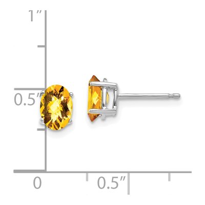 14K White Gold Oval Citrine Checker-Cut Stud Earrings – view 4
