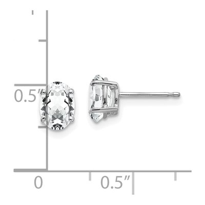 14K White Gold CZ Oval Stud Earrings – view 4