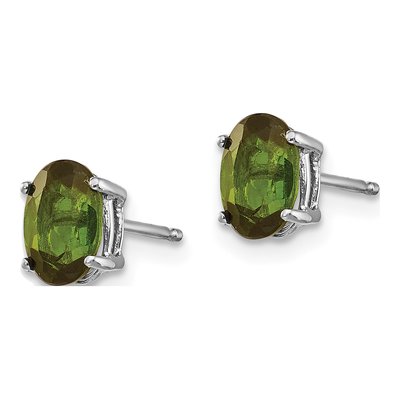 14K White Gold Green Tourmaline Oval Stud Earrings – view 2