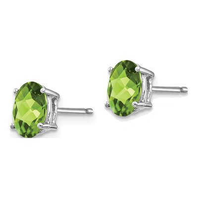 14K White Gold Peridot Oval Stud Earrings – view 3