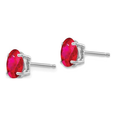 14K White Gold Ruby Oval Stud Earrings – view 3