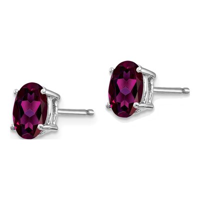 14K White Gold Oval Rhodolite Garnet Stud Earrings – view 2