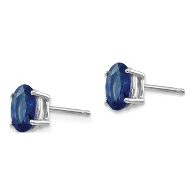 14K White Gold Sapphire Oval Stud Earrings – view 2