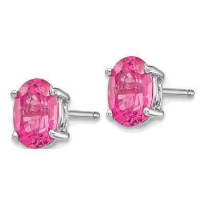 14K White Gold Pink Spinel Oval Stud Earrings – view 3