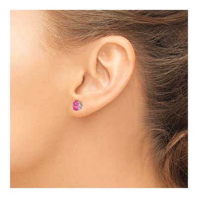14K White Gold Pink Spinel Oval Stud Earrings – view 4