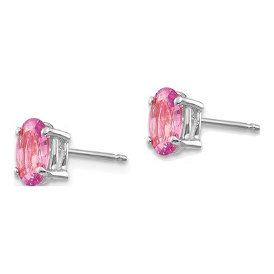 14K White Gold Pink Sapphire Oval Stud Earrings – view 3