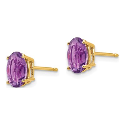 14K Yellow Gold Amethyst Oval Stud Earrings – view 3