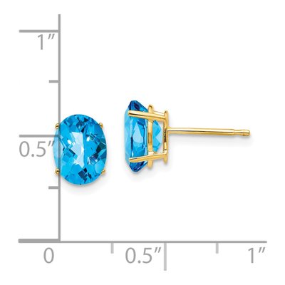 14K Yellow Gold Oval Swiss Blue Topaz Stud Earrings – view 4