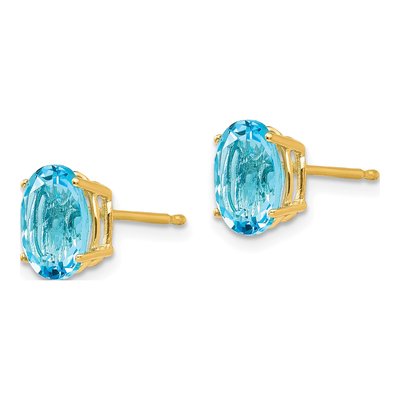 14K Yellow Gold Swiss Blue Topaz Oval Stud Earrings – view 3