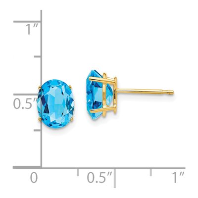 14K Yellow Gold Swiss Blue Topaz Oval Stud Earrings – view 5