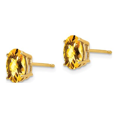 14K Yellow Gold Citrine Oval Stud Earrings – view 2