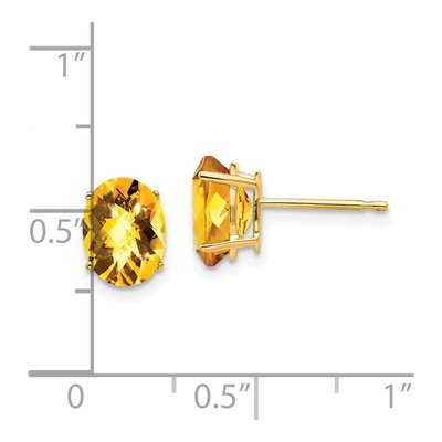 14K Yellow Gold Citrine Oval Stud Earrings – view 4