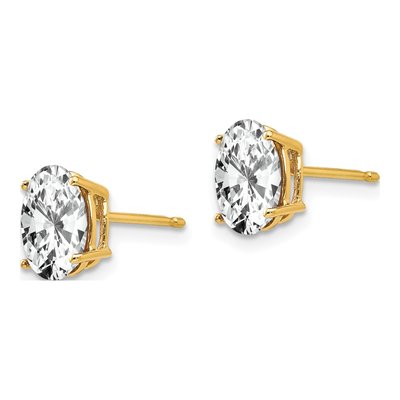 14K Yellow Gold CZ Oval Stud Earrings – view 2