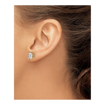 14K Yellow Gold CZ Oval Stud Earrings – view 3