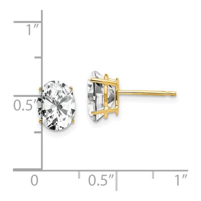 14K Yellow Gold CZ Oval Stud Earrings – view 4