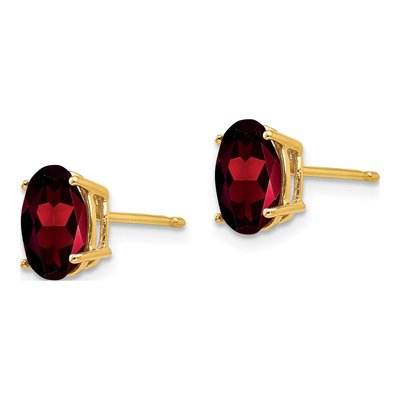 14K Yellow Gold Garnet Oval Stud Earrings – view 2