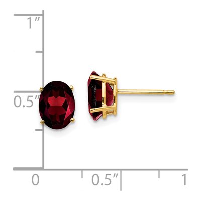 14K Yellow Gold Garnet Oval Stud Earrings – view 4