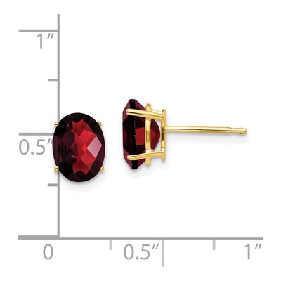 14K Yellow Gold Garnet Oval Stud Earrings – view 4