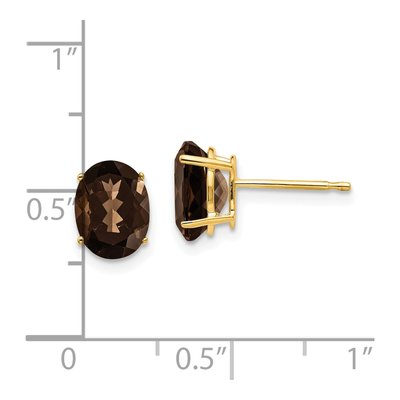 14K Yellow Gold Smoky Quartz Oval Stud Earrings – view 5