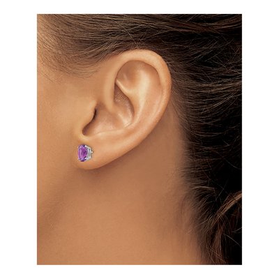 14K White Gold Amethyst Oval Stud Earrings – view 3