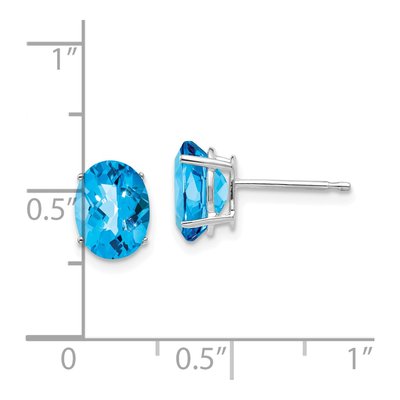 14K White Gold Oval Swiss Blue Topaz Stud Earrings – view 4