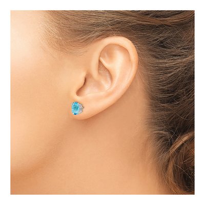 14K White Gold Swiss Blue Topaz Oval Stud Earrings – view 4