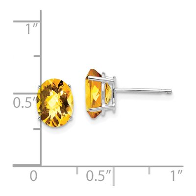 14K White Gold Citrine Oval Stud Earrings – view 4