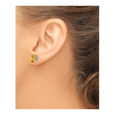14K White Gold Citrine Oval Stud Earrings – view 4