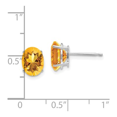 14K White Gold Citrine Oval Stud Earrings – view 5