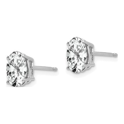 14K White Gold CZ Oval Stud Earrings – view 3
