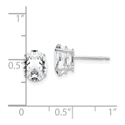 14K White Gold CZ Oval Stud Earrings – view 5