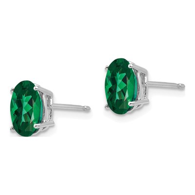 14K White Gold Lab-Created Helenite Mount St Helens Oval Stud Earrings – view 2
