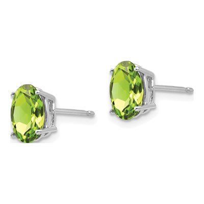 14K White Gold Peridot Oval Stud Earrings – view 3