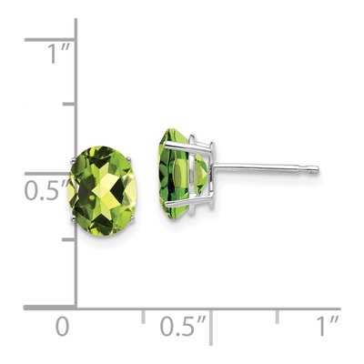 14K White Gold Peridot Oval Stud Earrings – view 5