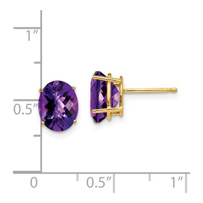 14K Yellow Gold Amethyst Oval Stud Earrings – view 4