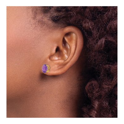 14K Yellow Gold Amethyst Oval Stud Earrings – view 3
