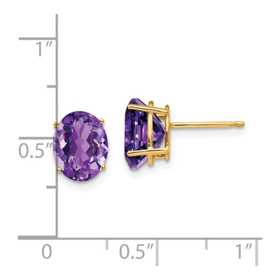 14K Yellow Gold Amethyst Oval Stud Earrings – view 4