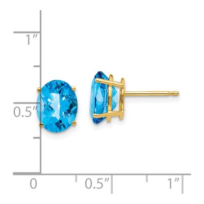 14K Yellow Gold Oval Swiss Blue Topaz Stud Earrings – view 4