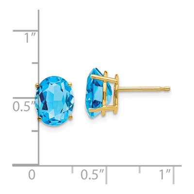 14K Yellow Gold Swiss Blue Topaz Oval Stud Earrings – view 4