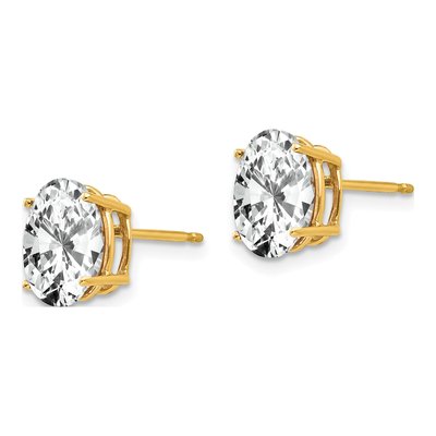 14K Yellow Gold CZ Oval Stud Earrings – view 2