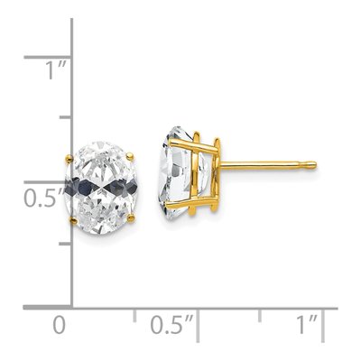 14K Yellow Gold CZ Oval Stud Earrings – view 4