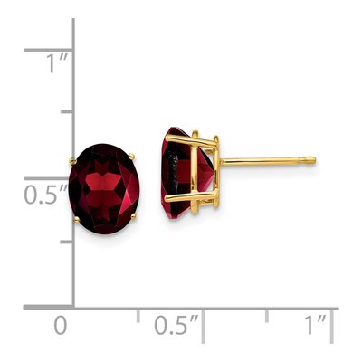 14K Yellow Gold Garnet Oval Stud Earrings – view 4