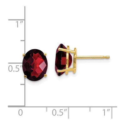 14K Yellow Gold Garnet Oval Stud Earrings – view 4