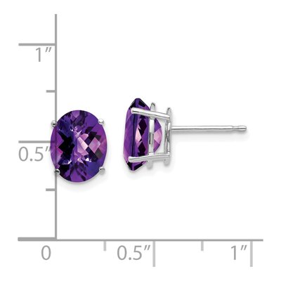 14K White Gold Amethyst Oval Stud Earrings – view 4