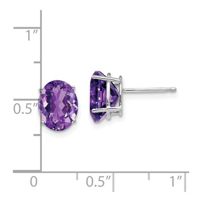 14K White Gold Amethyst Oval Stud Earrings – view 5