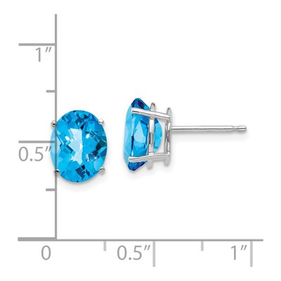 14K White Gold Oval Swiss Blue Topaz Stud Earrings – view 4